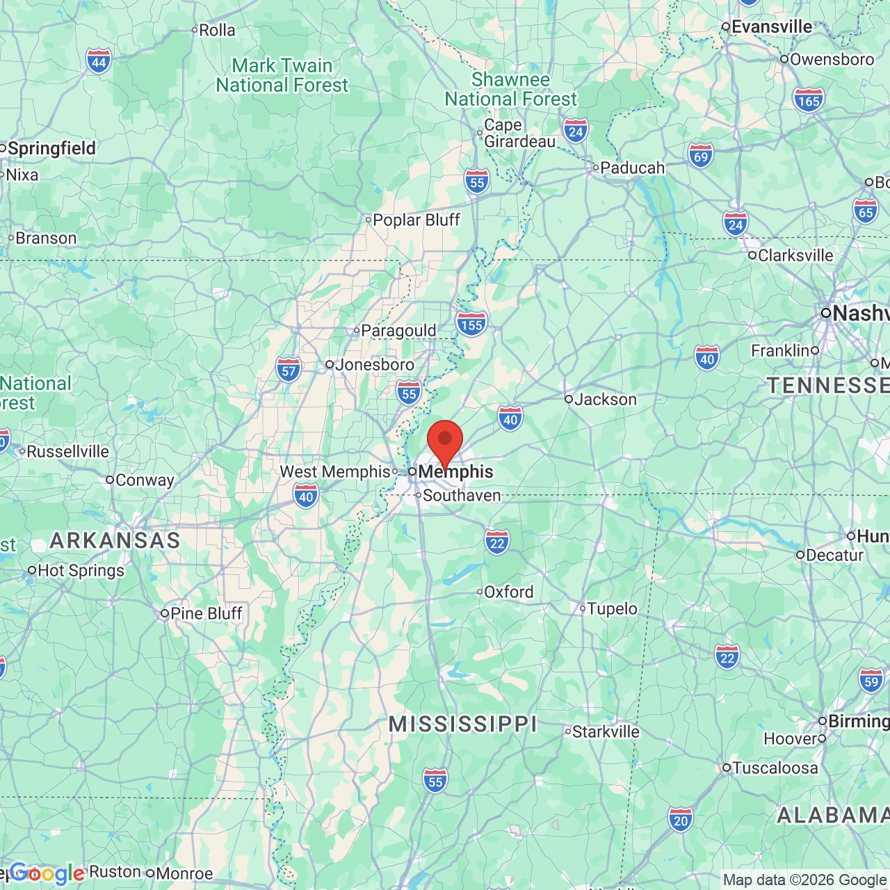 Google map image of our location in 850 Willow Tree Cir Cordova, TN